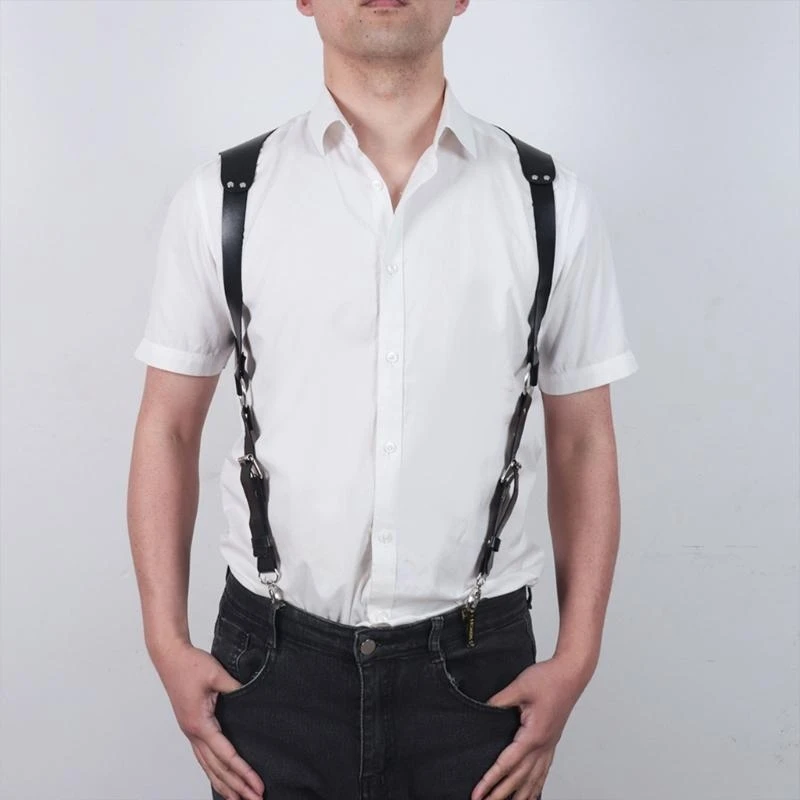 

5asd PU Leathers Suspenders, Wedding & Party Essentials, Handmade Mens Suspender Brace Male Strap Clip For Men