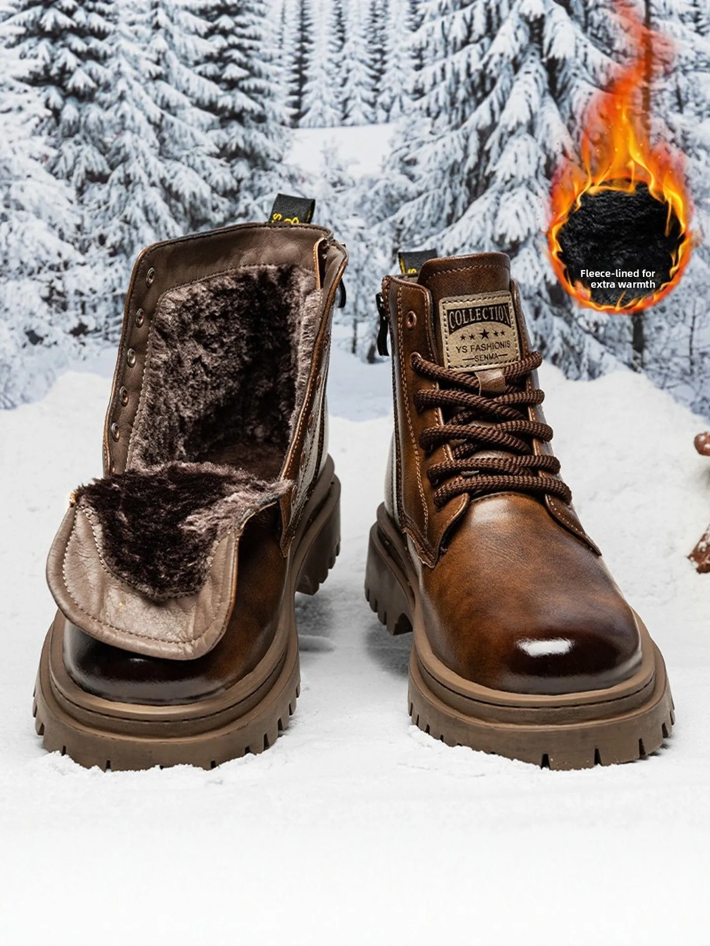 

Men's Winter Boots Thiened Fce High Top Work Boots Waterproof Anti-slip Warm Cotton oes for Snowy Days