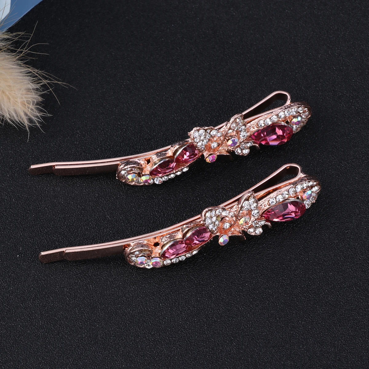 

2pcs Butterfly Hair Set Crystal Barrettes Rhinestones Pink Hairclip Bride Styling Aid Hair Hairpins Set Ornaments