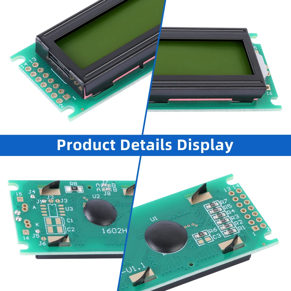 Filme verde amarelo russo 1602h tela de matriz de pontos de personagem 2x16 controlador lcd st7066u 16*2 módulo bem-vindo ao audição de fábrica