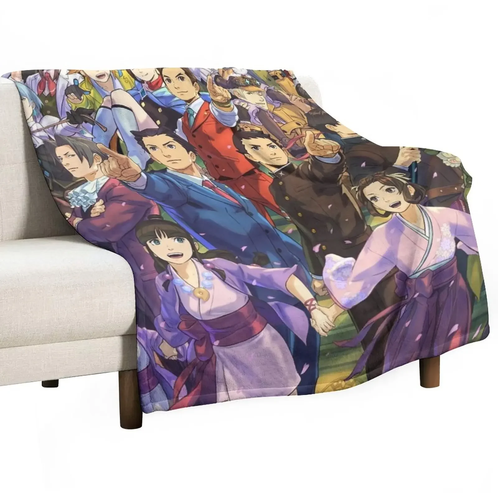 New Ace Attorney 20th Anniversary Throw Blanket Soft Plaid Loose Blankets