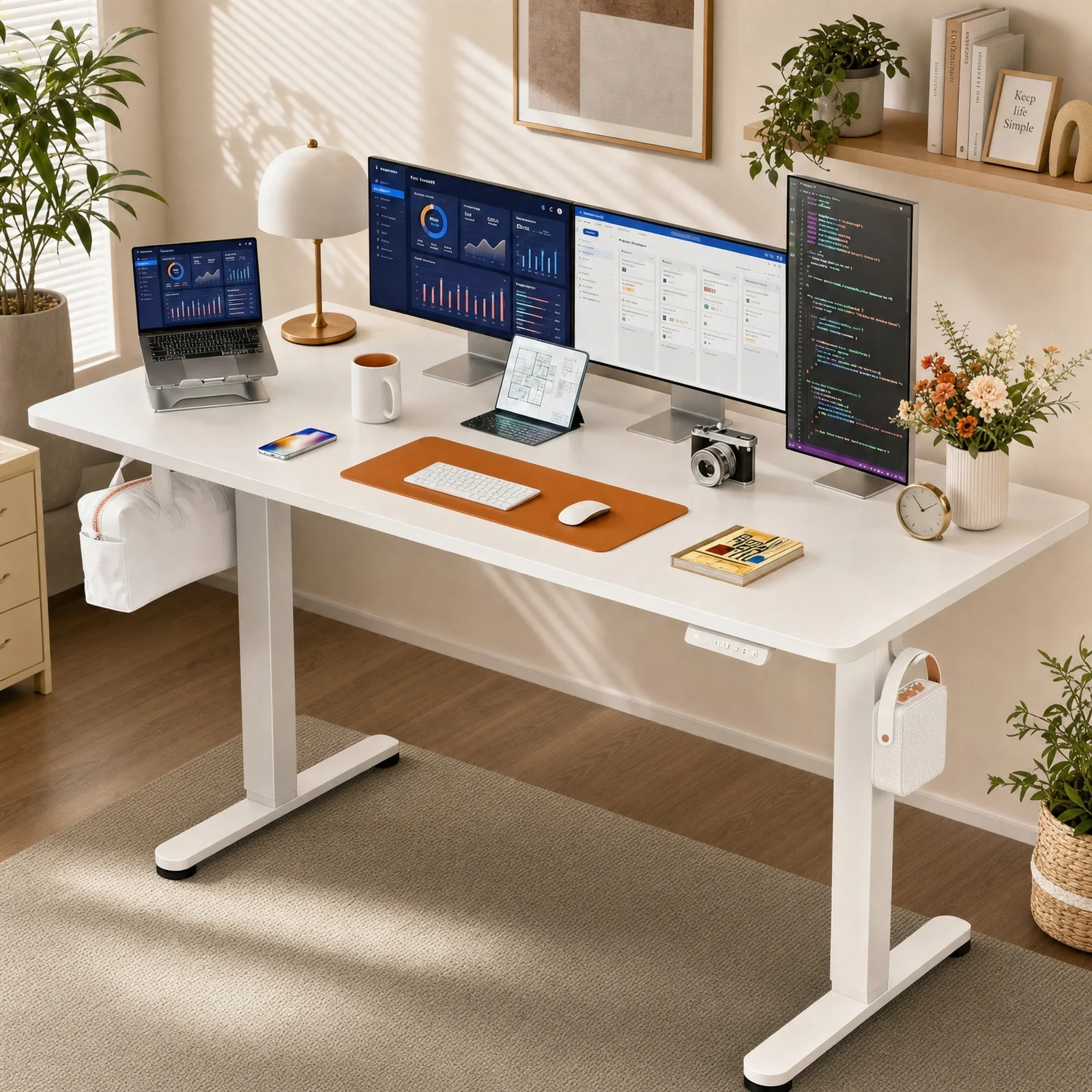 Electric Standing Desk 71×30 Inch Height Adjustable Sit Stand Up Desk With 4 Memory Presets Ergonomic Electric Computer Workstation For Home Office Gaming
