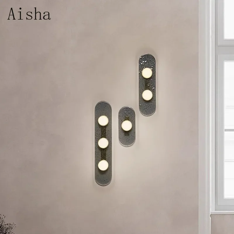 Lámpara de pared de vidrio posmoderna nórdica, luz de fondo de escalera de diseñador para el hogar, dormitorio, mesita de noche, accesorio de luz