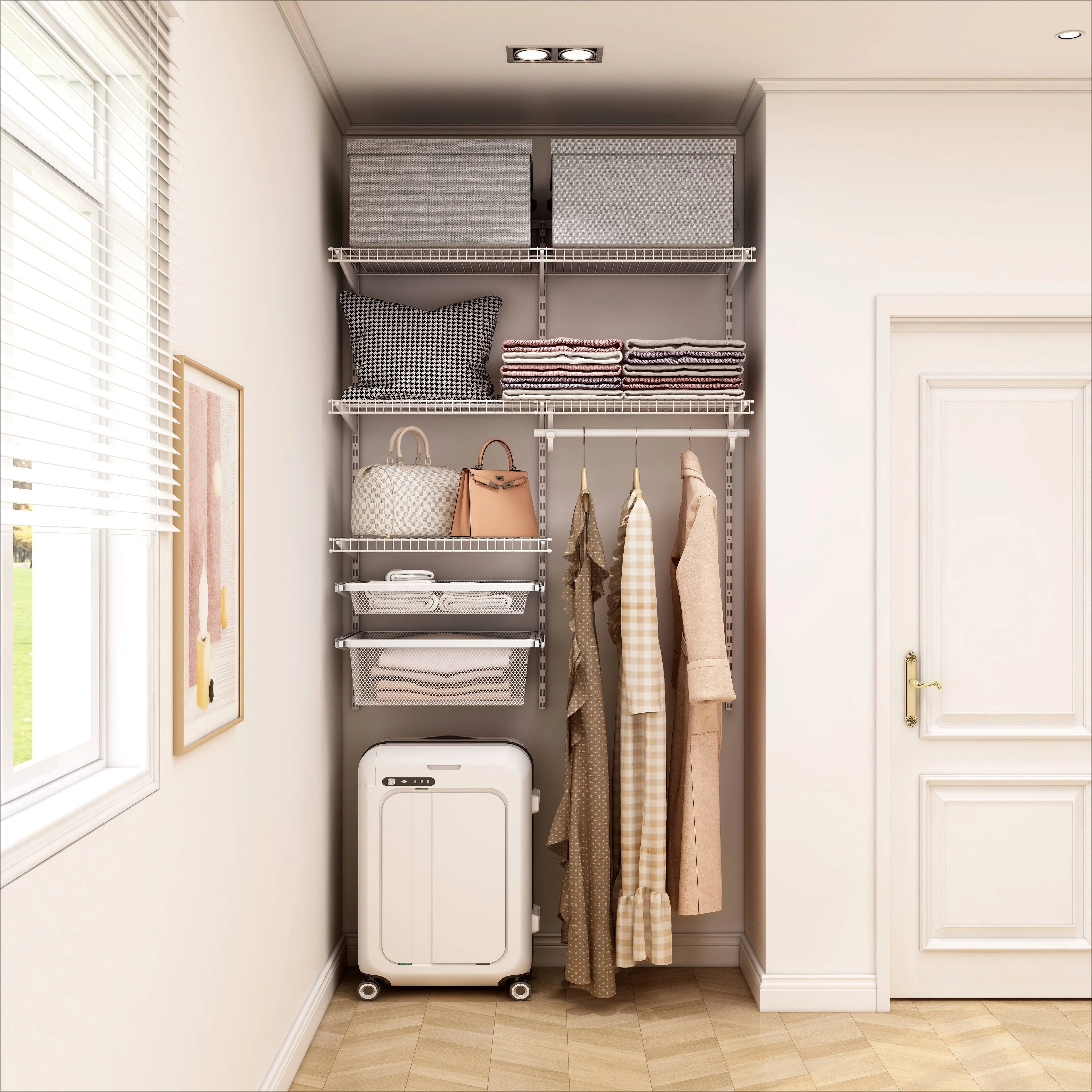 Modern Space-Saving Rustproof White 1.2m Steel Wall-Mounted Wardrobe With High Load Capacity For Bedroom Storage