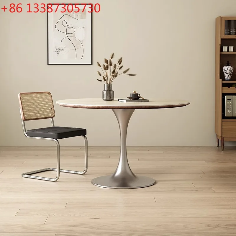 

Круглый обеденный стол из травертина для дома, для небольшой квартиры, в средневековом стиле.