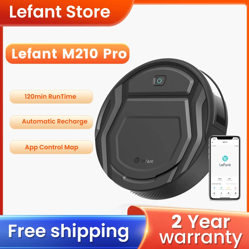 Lefant M210 Pro Robot Vacuum Cleaner, 2200Pa Powerful Suction, 120 Mins Runtime, Automatic Self-Charging, Wi-Fi/App/Alexa Contro