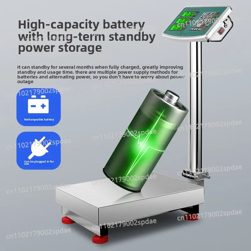 Suitable for Commercial Bench Scales Stainless Steel Waterproof Electronic Scales 100kg Electronic Scales 300kg Foldable Seafood
