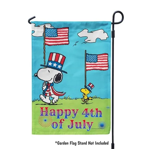 Snoopy Patriotic 4th of July Garden Flag Outdoor Yard Decor USA Banner TTN