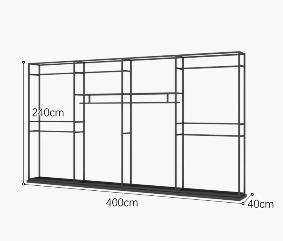 Clothing rack, women's clothing store display rack, hanging rack, floor standing side hanging double row high cabinet shelf