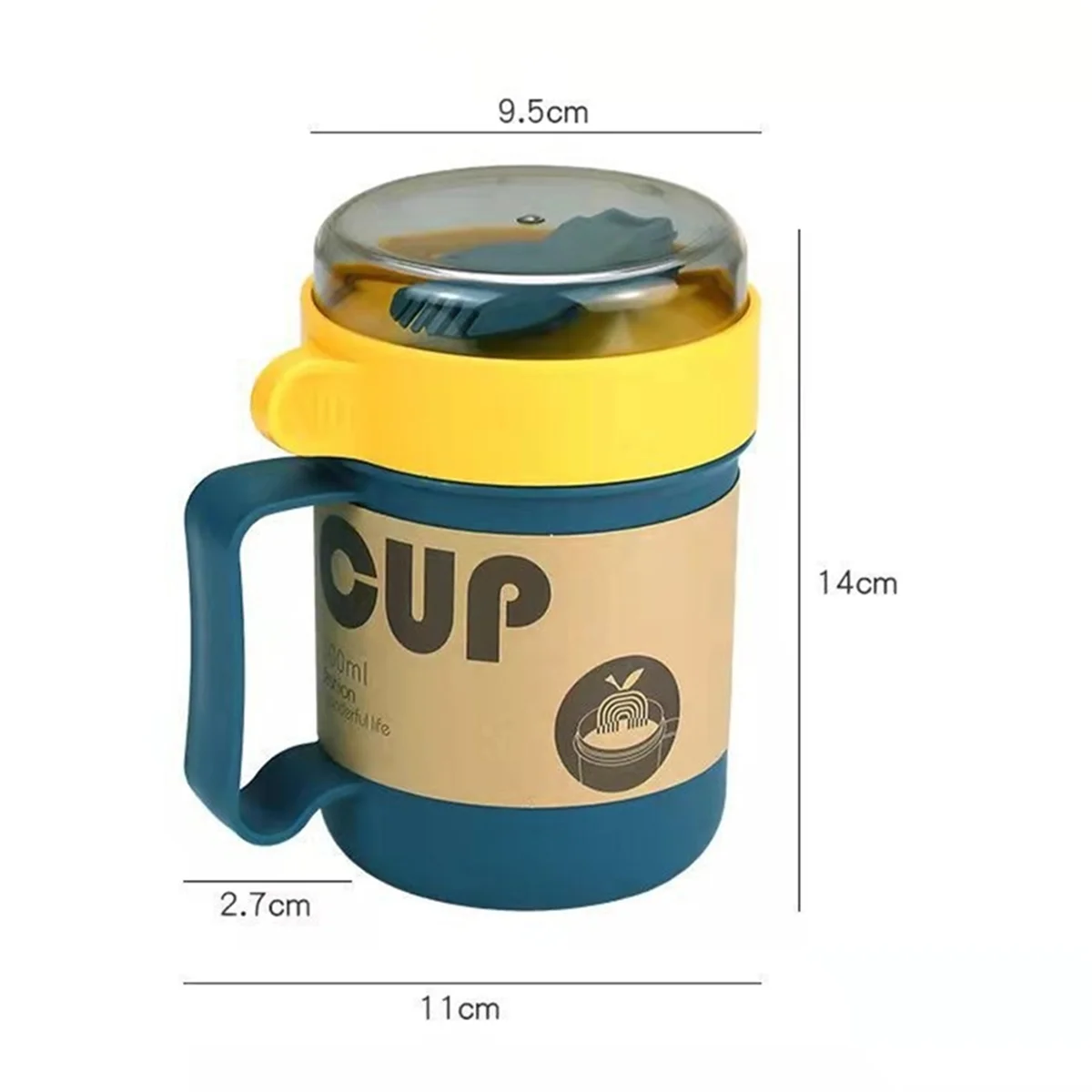 Portable Breakfast Cup Oatmeal Cup Cereal Nut Yogurt Mug Snack Cup Soup Mug Microwave with Lid Spoon for Kitchen Tool-A70Z