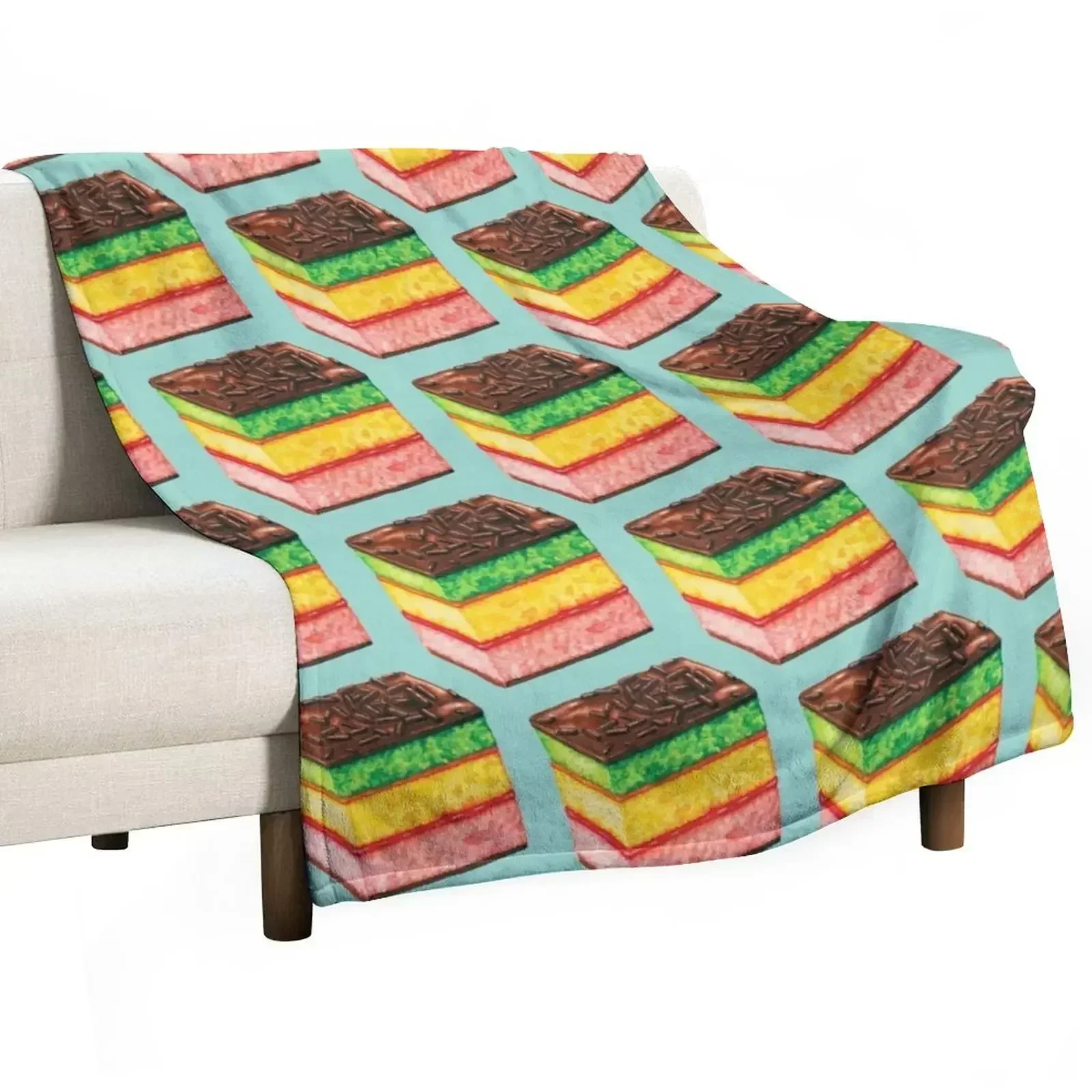 Italian Rainbow Cookie Pattern - Blue Throw Blanket Sofa Throw Loose wednesday Blankets