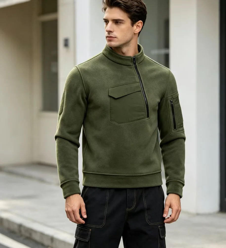 2026 New Tactical Polar Fleece Jacket Men Outdoor Thick Warm Pullover Thermal Base Layer Winter Sports Coat
