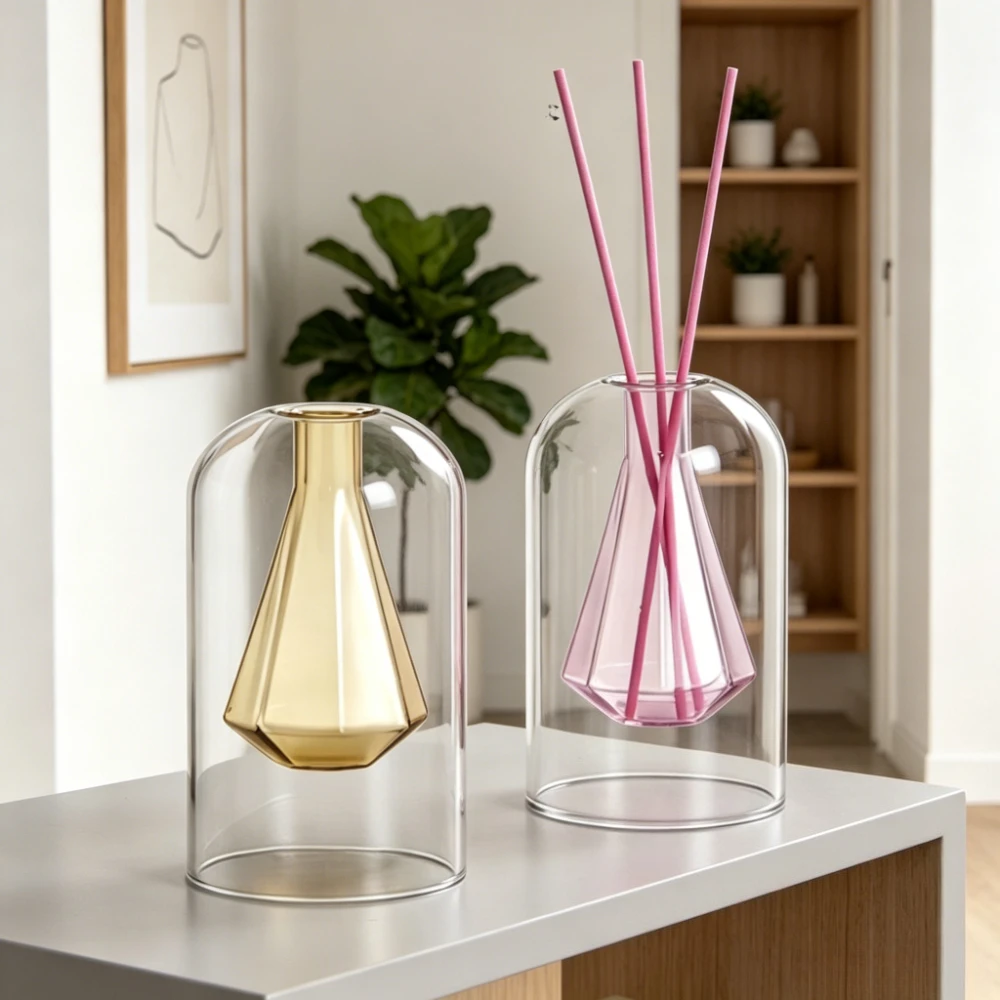 Minimalist Clear Glass Aromatherapy Essential Oil Bottle Reed Diffuser Container Perfect for Living Room Office Desk Decor