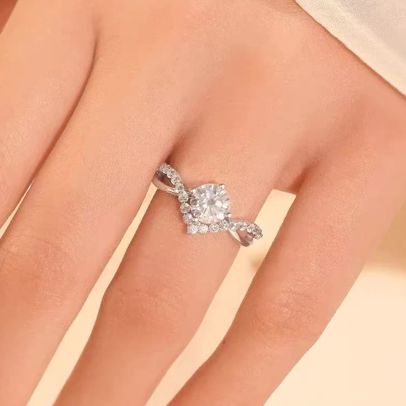 TEN CARATS 1CT Moissanite Ring for Women S925 Pure Silver VVS1 Laboratory Cultivated Diamond Engagement  Wedding Jewelry GRA