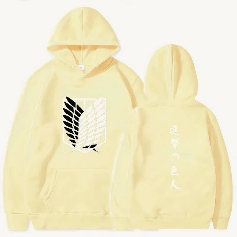 애니메이션 진격의 거인 자유의 날개 후드티 만화 진격의 거인 유니섹스 긴팔 상의 겨울용 오버사이즈 스웨트셔츠