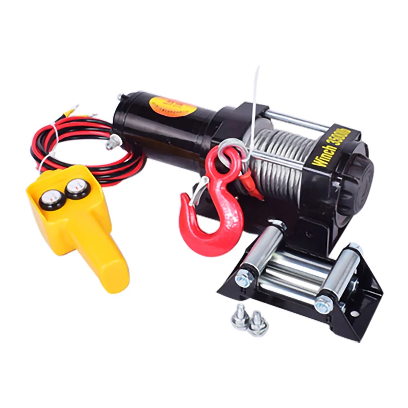 

Small Trailer Electric Car Winch with Wire Rope ATV 3000LBS Electric Winch