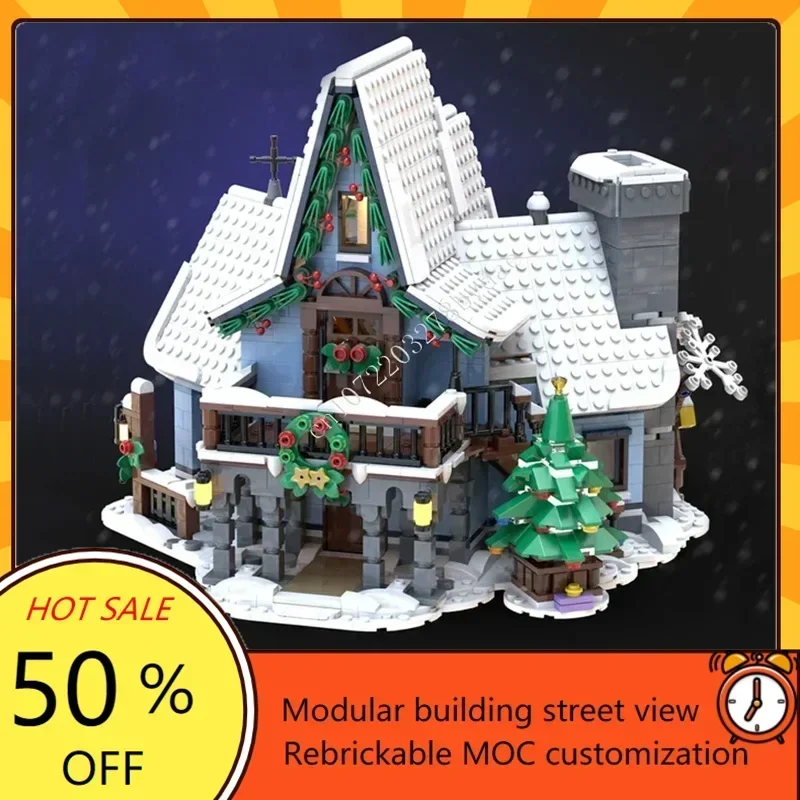 

Santa's Visit MOC, 2297 шт., полный креативный вид на улицу, индивидуальная головоломка, архитектура, сделай сам, сборная модель, игрушка в подарок