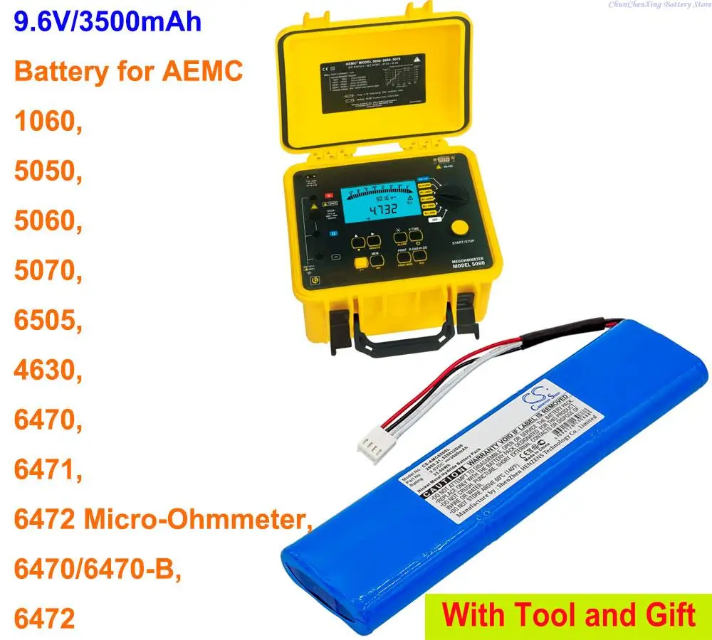 Cameron Sino 3500mAh Battery 2960.21 for AEMC 1060, 4630, 5050, 5060, 5070, 6470, 6470/6470-B, 6471, 6472 Micro-Ohmmeter, 6505