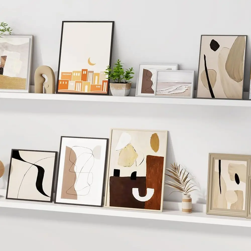 

Set of 2 White Floating Wall Shelves, 55 Long, for Nursery & Living Room, Kids' Toy & Book Storage, Bedroom Decor, Picture Ledge