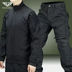 Intruder Tactical Set Men Military Multi-pocket Combat Long Sleeve Tshirt Outdoor Wear-resistant Cargo Pant Army Breathable Suit