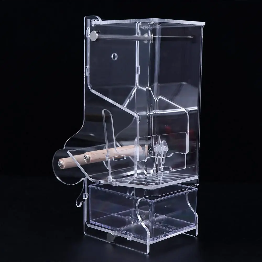 

Cockatiel Automatic Easy to Install Acrylic Dispenser Bird Feeders Cage Accessories Parrot Feeding Bowl
