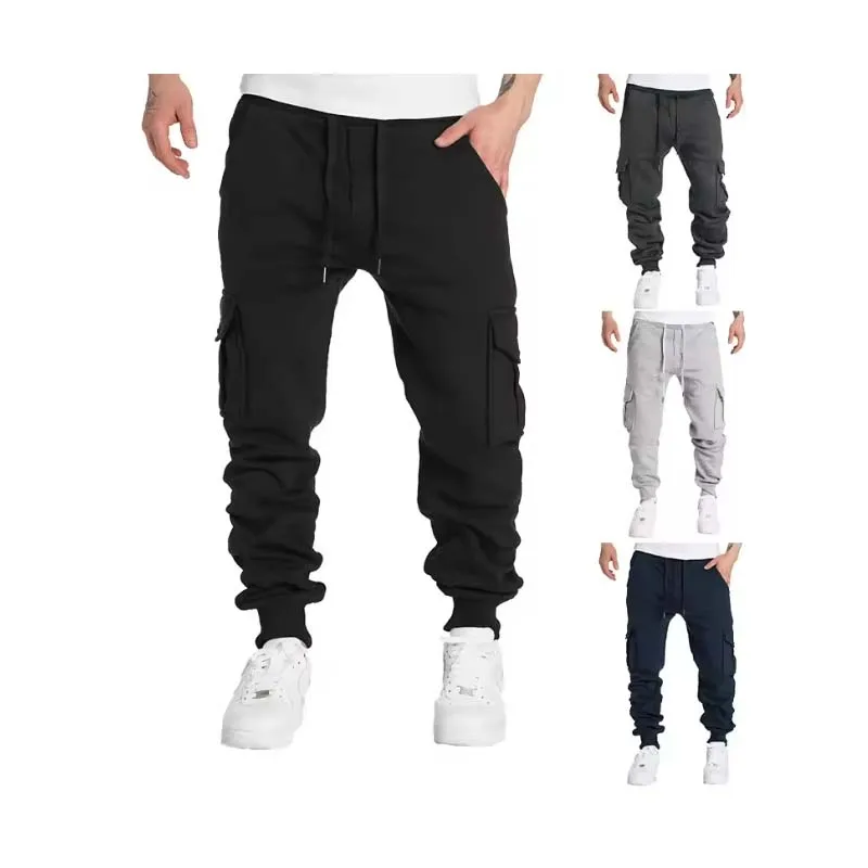 

2024 autumn/winter fleece men's casual workwear pants men's multi pocket pants,cross-border plus size sports casual pants