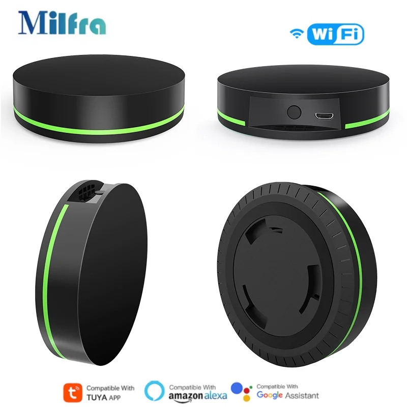 

Milfra Smart Home Universal GatewayTuya WiFi Remote Control Infrared Controller For TV/Light Works With Alexa Google Assistant