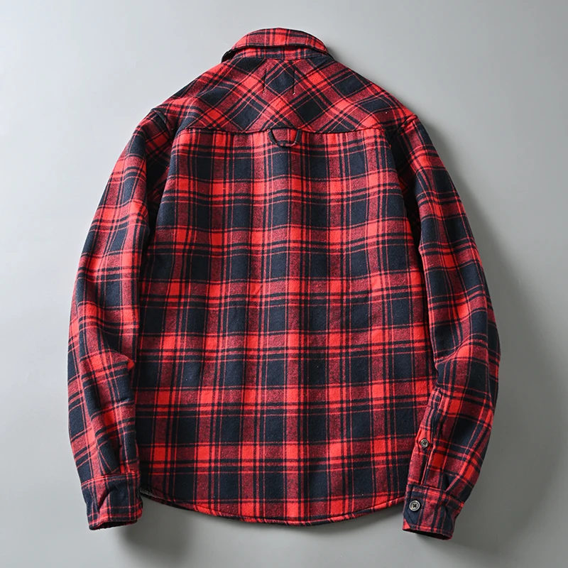 Autumn Winter Thick Warm Fleece Plaid Shirt Men Plus Velvet Long Sleeve Casual Lambs Cotton Clothing Jacket Work Shirt Outerwear