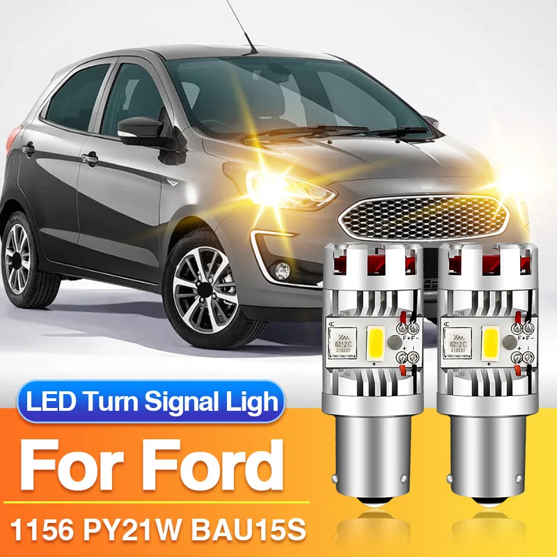 

2×PY21W LED Turn Signal Light 1156 BAU15S Lamp for Ford Fiesta 6 7/Focus 2 3 4/Kuga 2/Ranger, Yellow Indicator Blub Canbus 12V