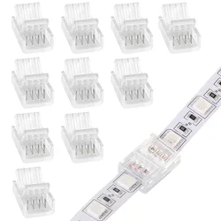 5Pcs/lot Solderless Connector 2 3 4 Pin 8mm 10mm For Led Strip Single Color RGB RGBIC Neon Light Quick Connectors Accessories