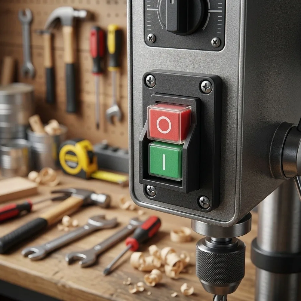 Electromagnetic Power Switch Compatible with High Load Tools Including Router Tables and Benchtop Milling Machines