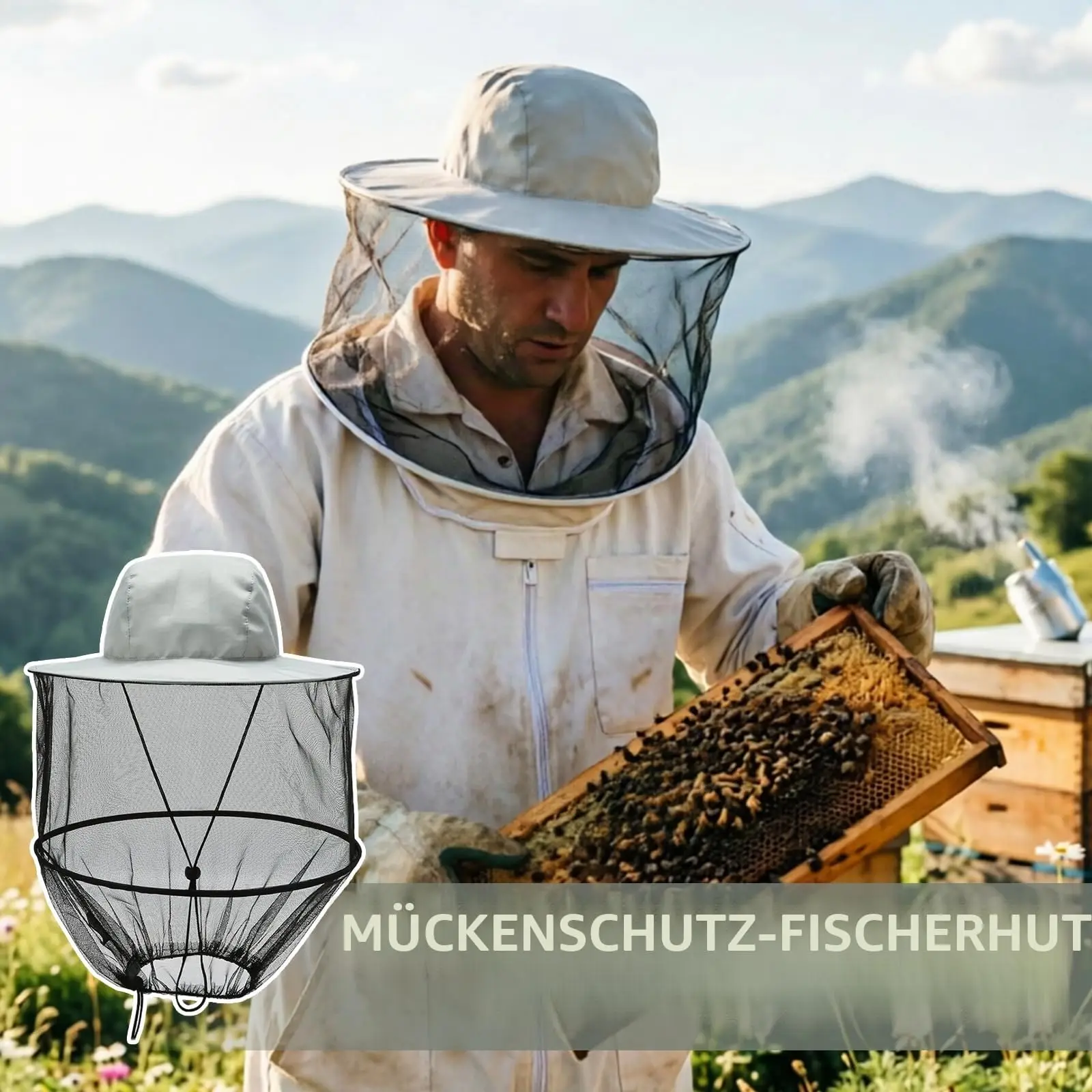 Beekeeper Hat,Mosquito Net Head,Beekeeper Hat with Veil,Head protection net with clear view for outdoor enthusiasts, agriculture