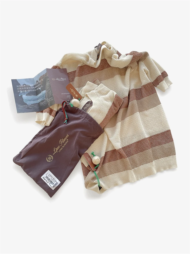 

Ограниченное издание! Лляная трикотажная футболка премиум-класса ort Sve круглая Ne Casual Summer ex High Quali Busin Sle Strip...