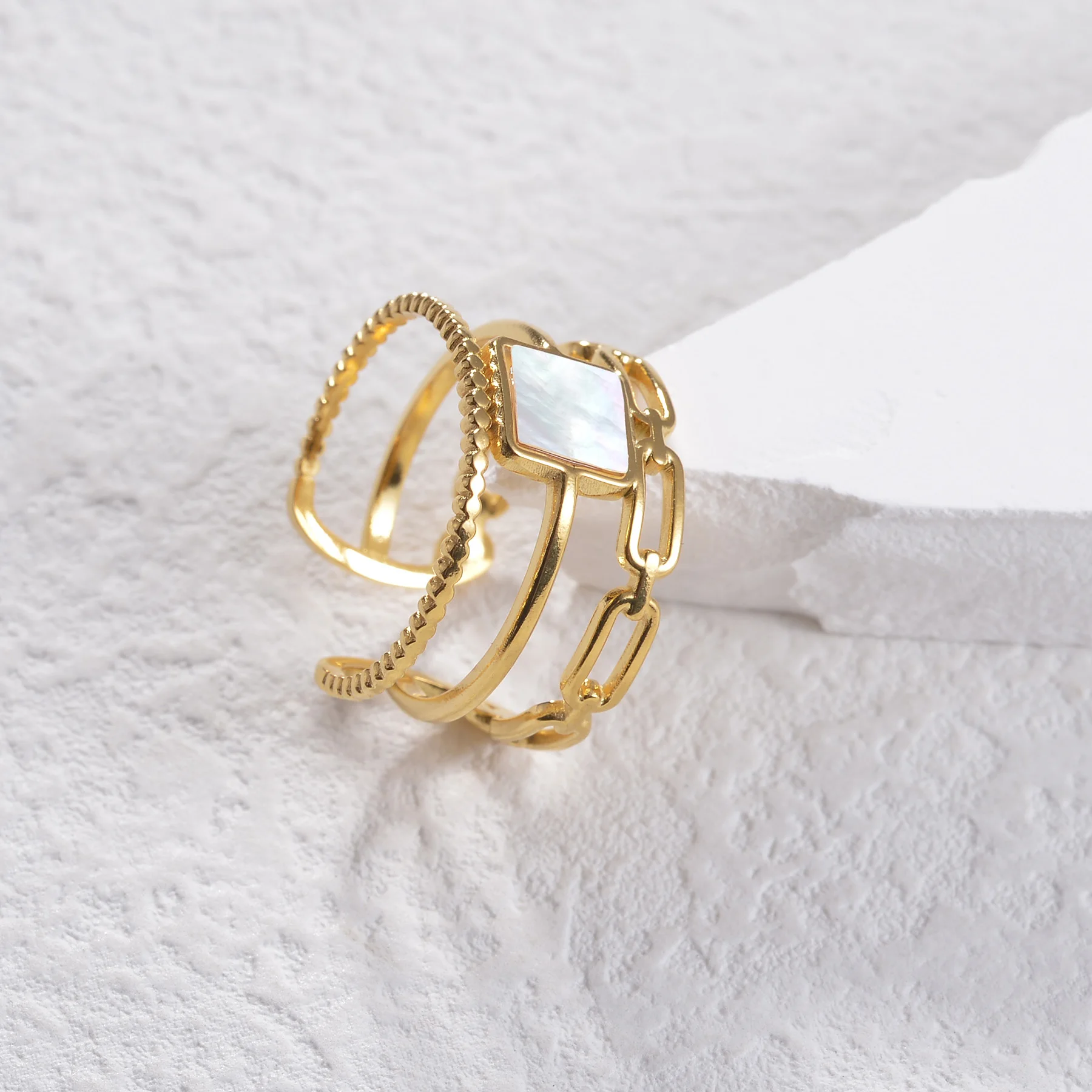 Letdiffery Fashion Stainless Steel Rings for Women Men Gold Color Adjustable Size Colorful Rings Jewelry Gifts Dropshipping