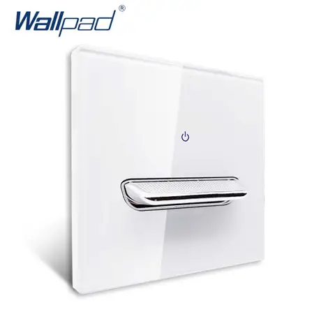 Wallpad White Glass Panel Silver Toggle Button With Blue LED Indicator Wall Light Switch and Socket Electric Outlet