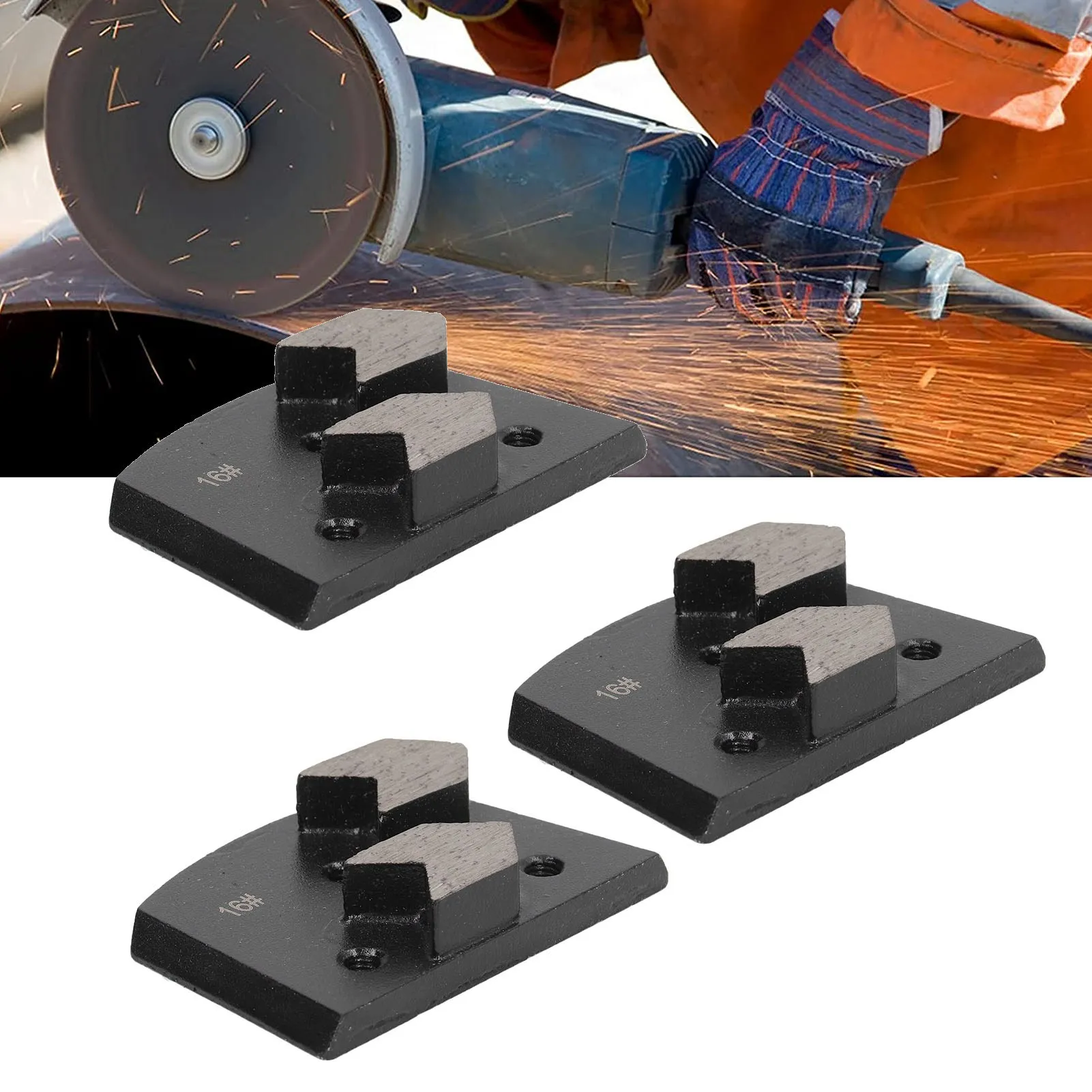 Grinding Shoe Black Trapezoid 2 Arrow Teeth Concrete Floor Polishing Pad 16 Grit Trapezoid  Grinding Pad