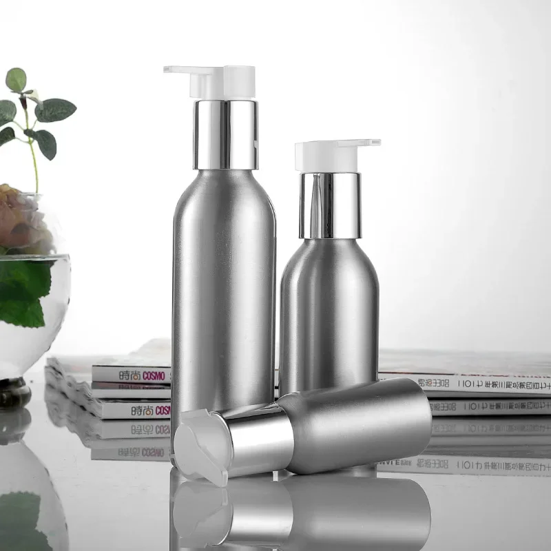 Bomba de alumínio de 40-250ml, bomba de loção de alta qualidade, shampoo, loção, recarregável, dispensador de líquido, recipiente de viagem