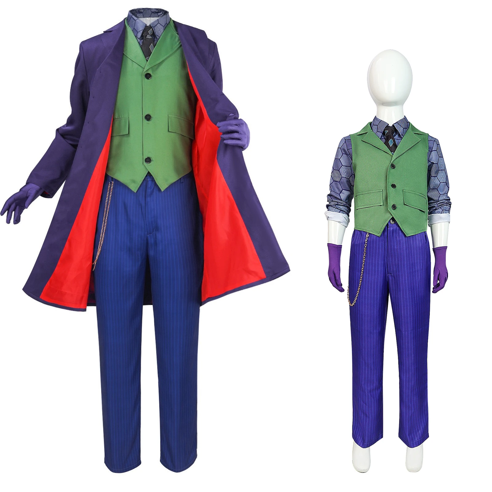 

Костюм клоуна для взрослых и мужчин, костюм клоуна-убийцы, пальто, рубашка, галстук, перчатки, аксессуары, костюм, наряд на Хэллоуин