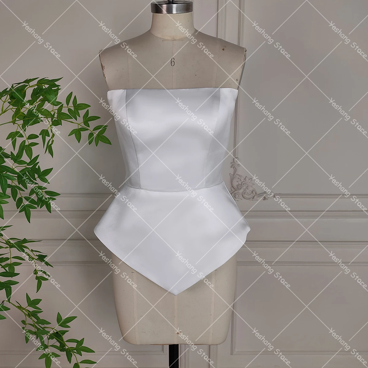 Straight Strapless Corset Top Ivory Satin Cinched Waist Real Photos Customized Simple Sleeveless Zipper Closure