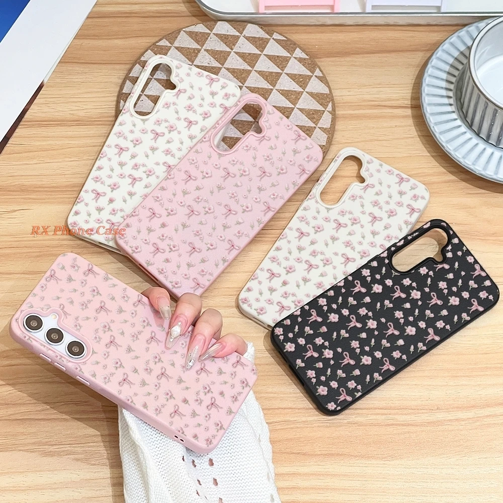 Bow-knot Rose Phone Case For Samsung S26 Ultra S25 Ultra S26 S24 S23 A56 A36 A35 A57 A37 A26 Leather Texture Shockproof Cover