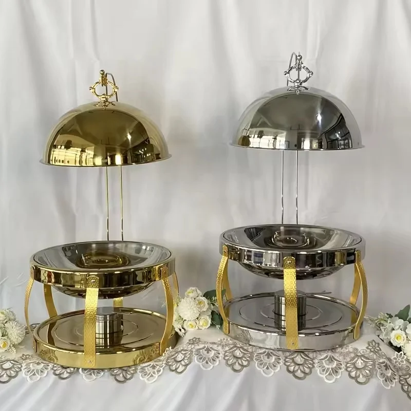 Neue Stil 8L Hochzeit Chafing Dish Edelstahl Chaffing Dish Runde Gold Serviergeschirr Für Catering