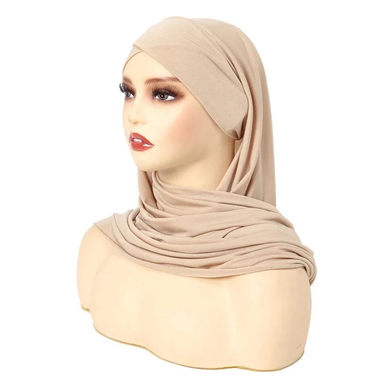 Hijabs musulmans pour dames, bandeau de sauna, écharpe de créateur, turban croisé solide, mode, 1PC