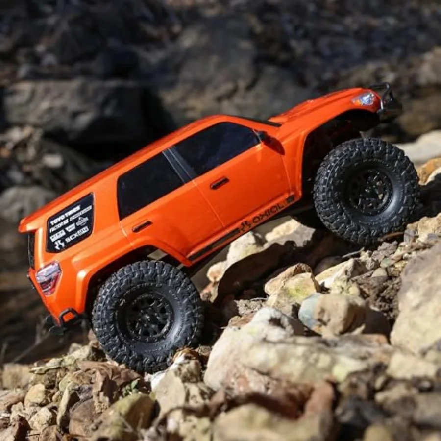 RC Truck 1/24 SCX24 Toyota 4Runner 4X4 RTR Brushed Rock Crawler for outdoor off-road use, aluminum alloy chassis, black-gray fi