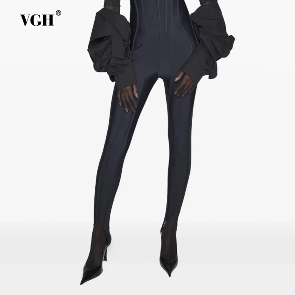 

VGH сексуальные однотонные облегающие спортивные брюки для женщин с высокой талией, весенний темперамент, пляжный стиль, складные брюки, женский модный стиль, новинка