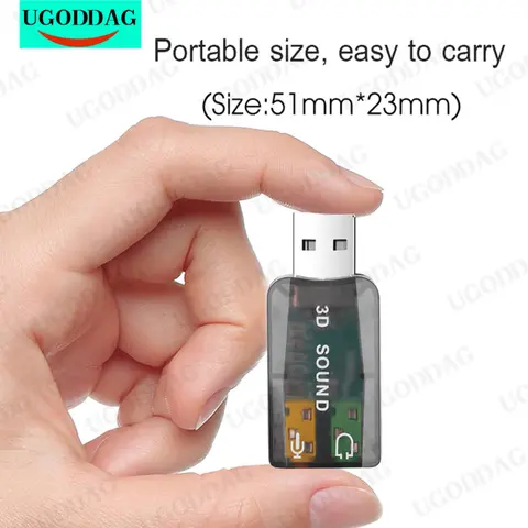 외부 오디오 5.1 USB 사운드 카드 3D USB 사운드 카드 오디오 어댑터 채널 노트북 PC 용 3.5mm 마이크 스피커 인터페이스