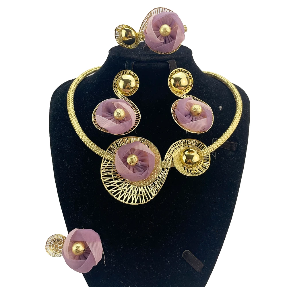 New Fashion High Quality Brazilian Handmade Flower Jewelry Sets for Women FHK20653