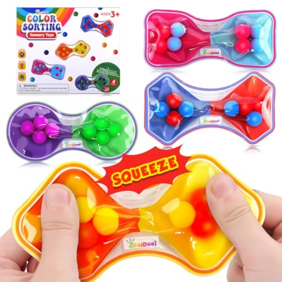 

Sensory Fidget Toys for Toddler: Color Sorting Sensory Toys for Autism - Squeeze Calming Toys for Toddler Girls Boys - Quiet Fi