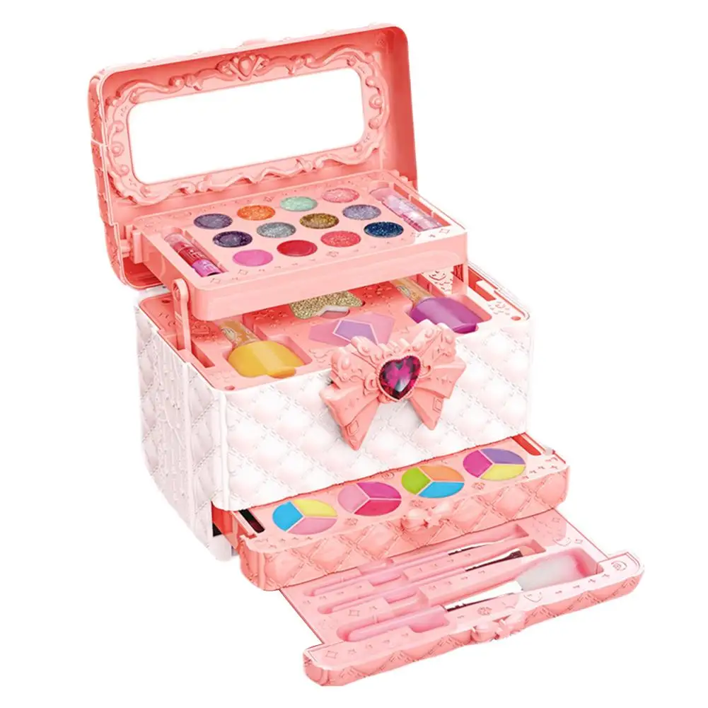 Bambini Trucco Cosmetici Finta Ing Box Princess Kit Up Set Giocattolo Giocattolo Ombra Kid Crea Rossetto Sicurezza degli occhi Ragazza C8p8