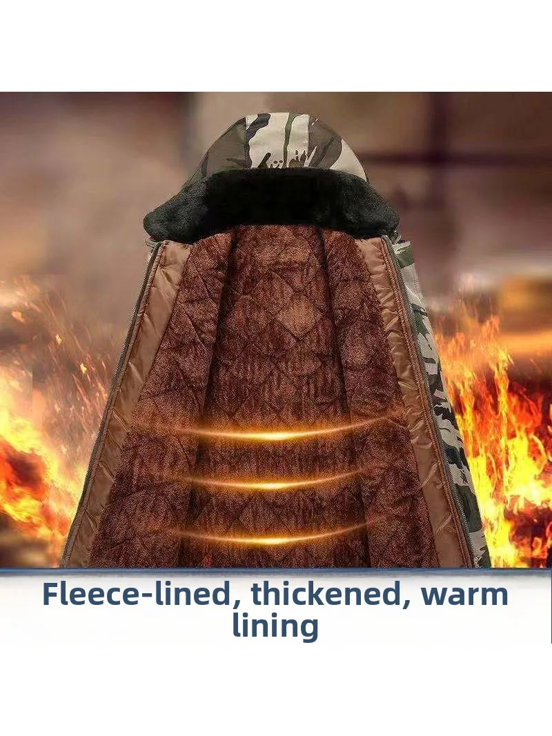 

New Men's Camouflage ort Coat Thiened Winter Warm Cotton Jaet Labor Protection Cold Storage Northeast Cold Resistant Cl...