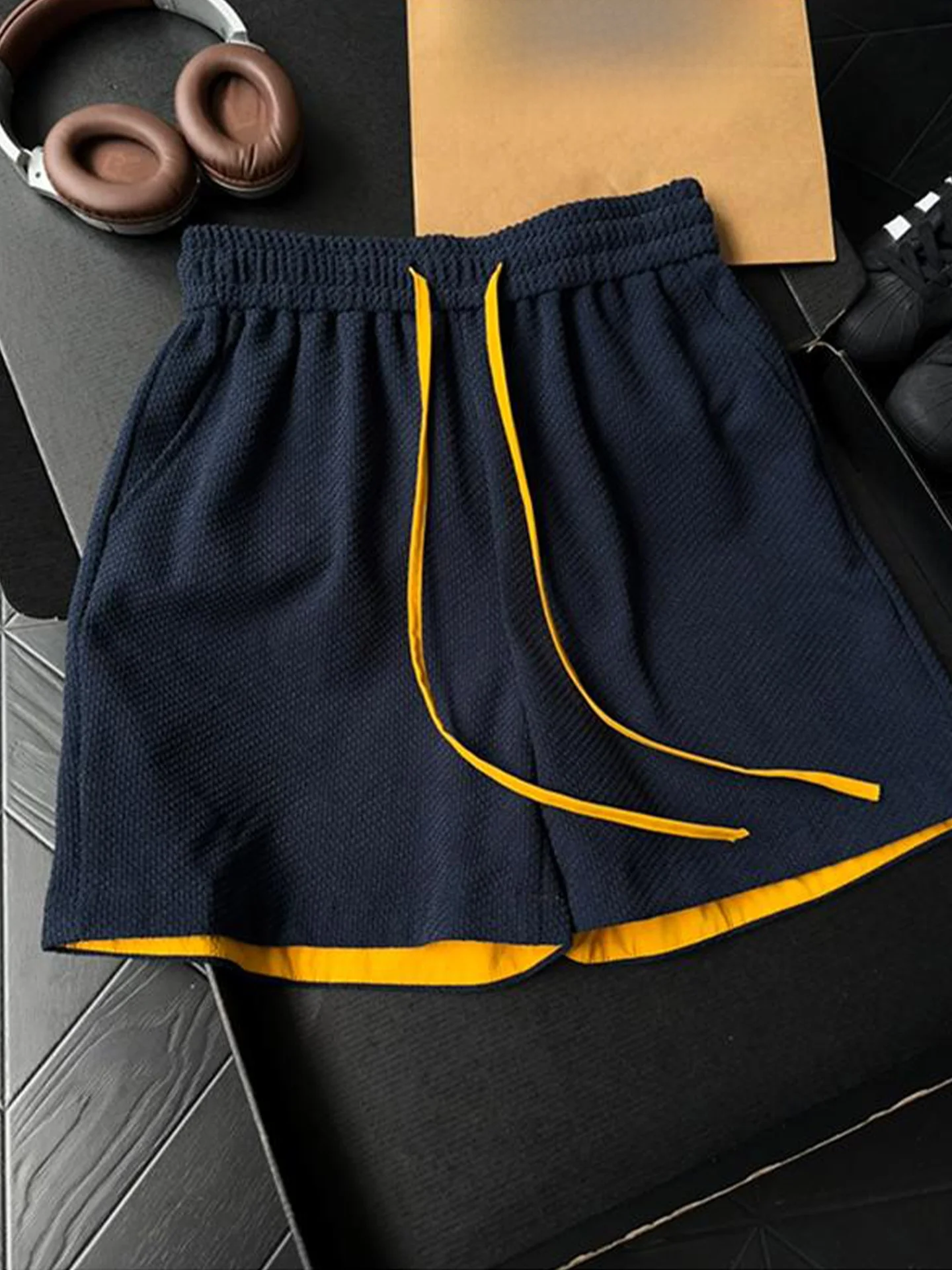 Dragon Scale Pattern Color Block Thin 4 Shorts Men's Summer Sport Basketball Loose Casual Straight Five Pants Fitness Outdoor...